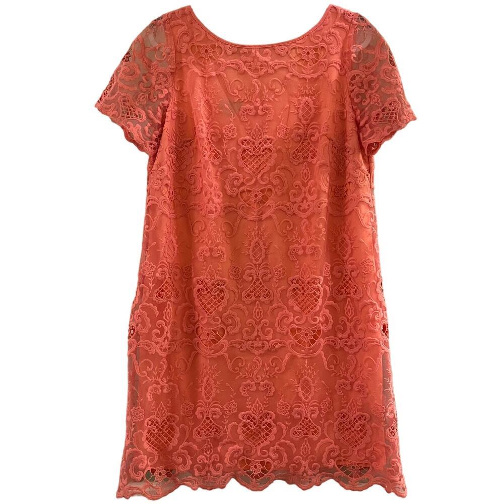 I.N. Studio Pink Lace Short Sleeve Dress Sz 14